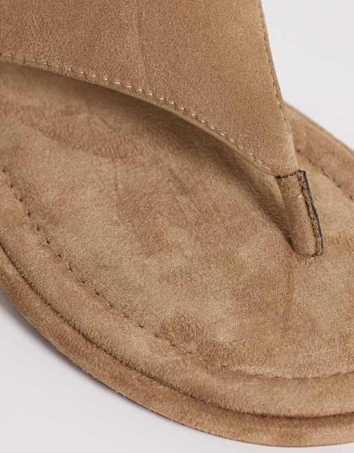 ASOS DESIGN Finsbury toe post sandals with ankle strap in taupe, 4 of 4