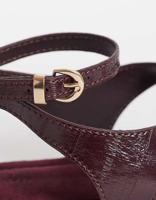 ASOS DESIGN Finsbury toe post sandals with ankle straps in burgundy, 2 of 4