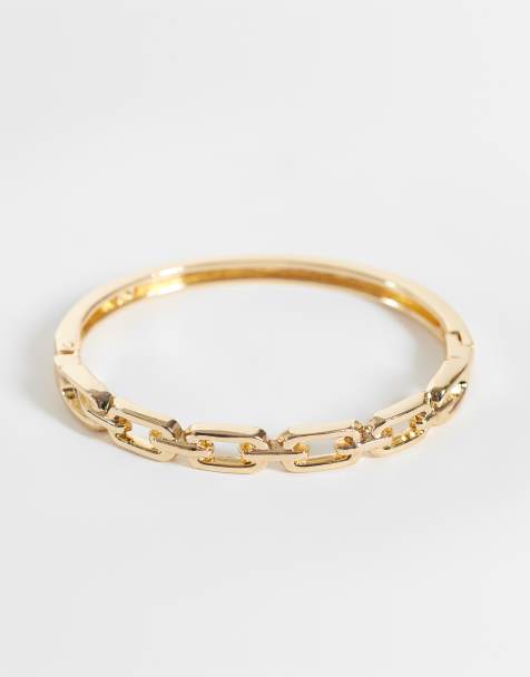 ASOS DESIGN fint armbånd med lås i guldfarvet - view 1