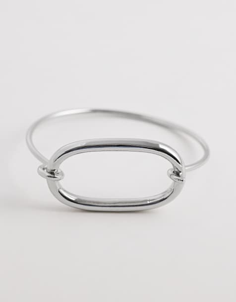 ASOS DESIGN - Fint sølvfarvet armbånd med oval detalje - view 1