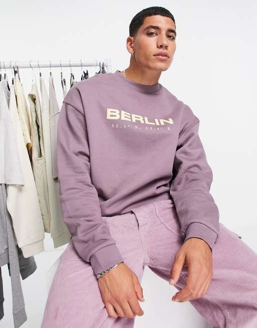 ASOS DESIGN – Fioletowa bluza oversize z napisem „Berlin”