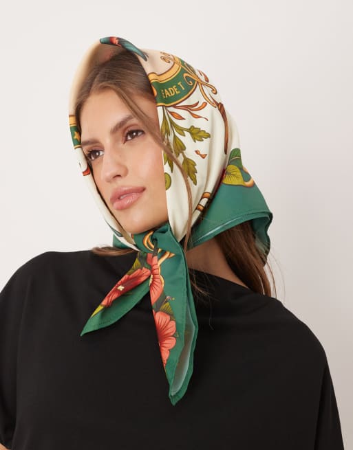ASOS DESIGN – Fioletowa duża chusta na głowę w kolorowy wzór vintage