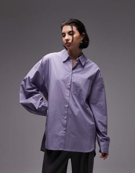 ASOS DESIGN – Fioletowa koszula oversize z ozdobnym zapięciem na plecach - view 1