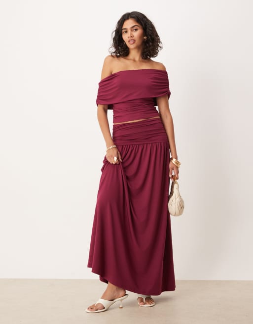 ASOS DESIGN – Fioletowa marszczona spódnica mini z obniżonym stanem, część zestawu