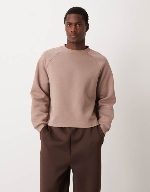 ASOS DESIGN – Fioletowa reglanowa bluza oversize o krótkim fasonie z surowo wykończonym dołem