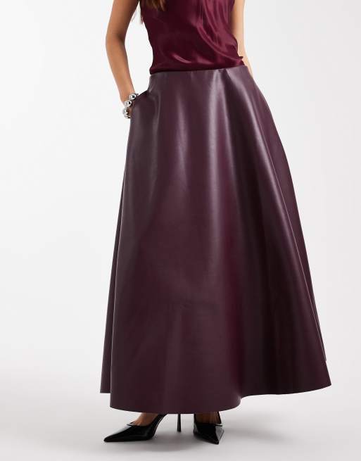 ASOS DESIGN – Fioletowa spódnica z koła z poliuretanu, 3 z 5