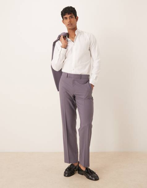ASOS DESIGN – Fioletowe spodnie garniturowe z prostymi nogawkami - view 1