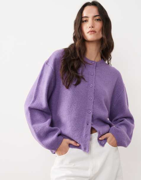 ASOS DESIGN – Fioletowy lekki kardigan o luźnym kroju - view 1