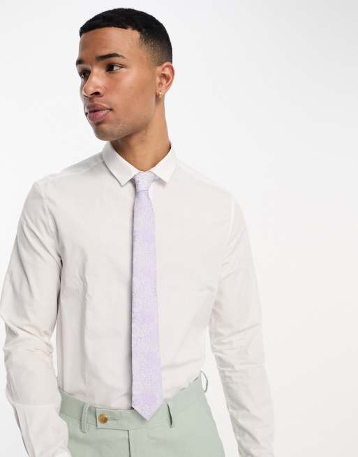 ASOS DESIGN – Fioletowy wąski krawat w kwiaty