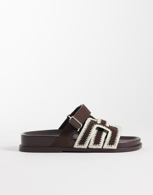 ASOS DESIGN – Fion – Chokladbruna, vävda och stickade sandaler med formad sula, 2 av 4