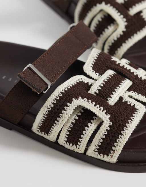 ASOS DESIGN – Fion – Chokladbruna, vävda och stickade sandaler med formad sula, 3 av 4