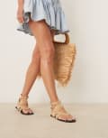 [ASOS DESIGN] ASOS DESIGN Fiorella gladiator flat sandals in sand-Blonde 40 STONE