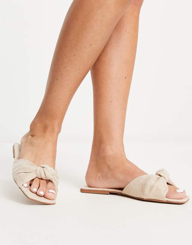 ASOS DESIGN Firefly knot flat sandal in natural