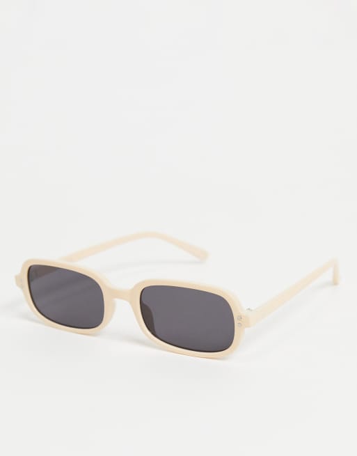 ASOS DESIGN - Firkantede solbriller i beige med sort glas