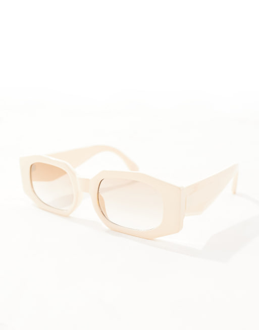 ASOS DESIGN - Firkantede solbriller i cremehvid, 3 af 4