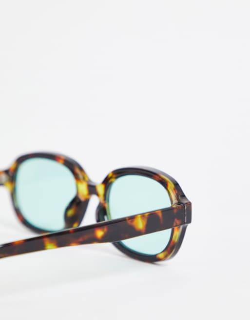 ASOS DESIGN - Firkantede solbriller med blå glas og brunt skildpaddefarvet stel, 2 af 4