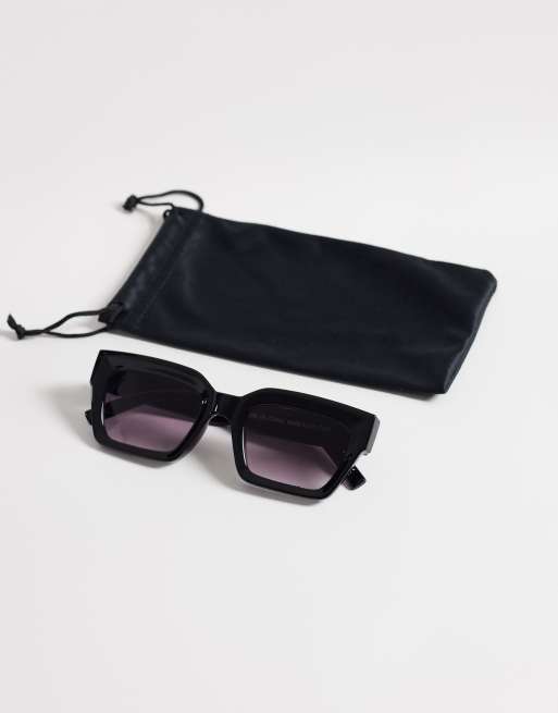 ASOS DESIGN - Firkantede solbriller med facetslebet stel i sort, 3 af 3
