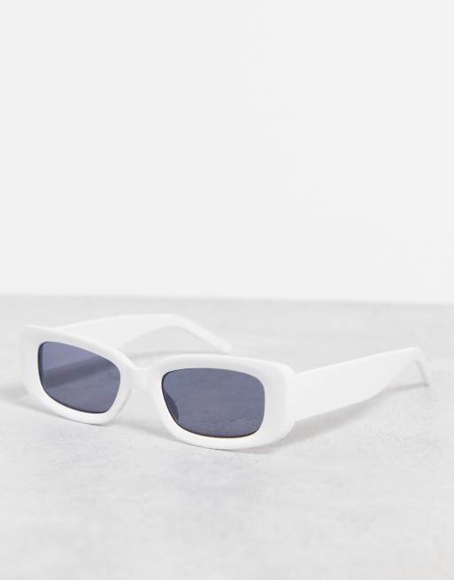 ASOS DESIGN - Firkantede solbriller med hvidt stel og røgfarvede glas