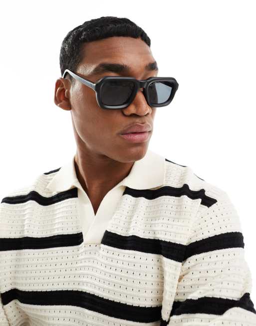 ASOS DESIGN - Firkantede solbriller med stel i mat sort