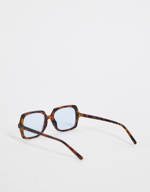 ASOS DESIGN - Firkantede solbriller med stel med skildpaddemønster og blå glas, 4 af 4