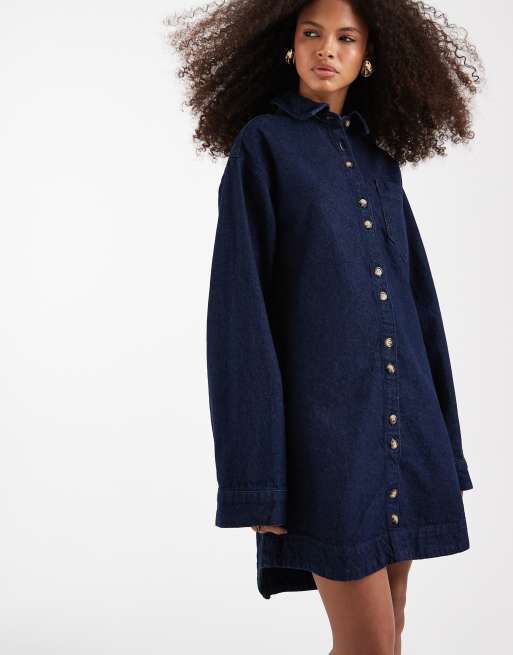 ASOS DESIGN - Firkantet langærmet skjortekjole med skyllevask, 2 af 4