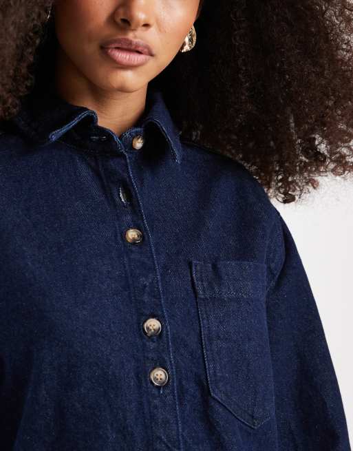 ASOS DESIGN - Firkantet langærmet skjortekjole med skyllevask, 3 af 4