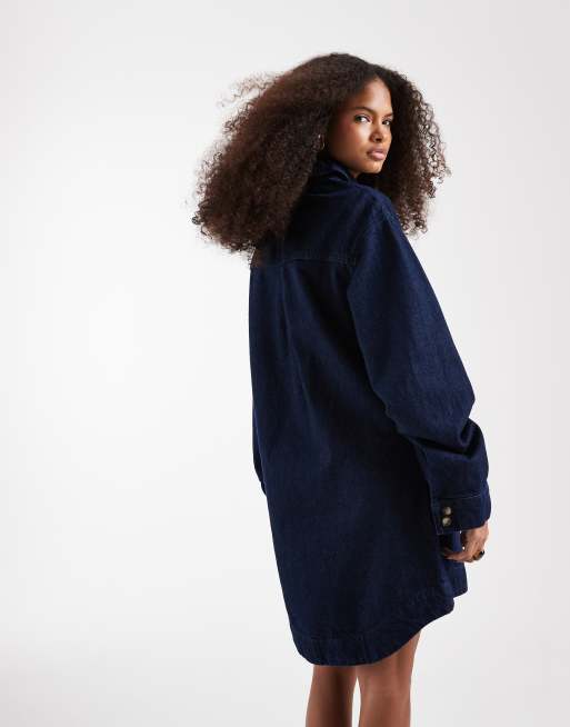 ASOS DESIGN - Firkantet langærmet skjortekjole med skyllevask, 4 af 4