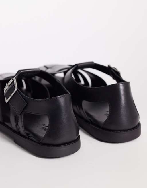 ASOS DESIGN – Fischer-Sandalen aus Leder in Schwarz mit geschlossenem Design, 4 von 4