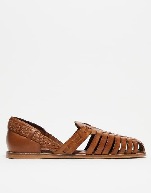 ASOS DESIGN – Fischersandalen aus Leder in Hellbraun, 2 von 4
