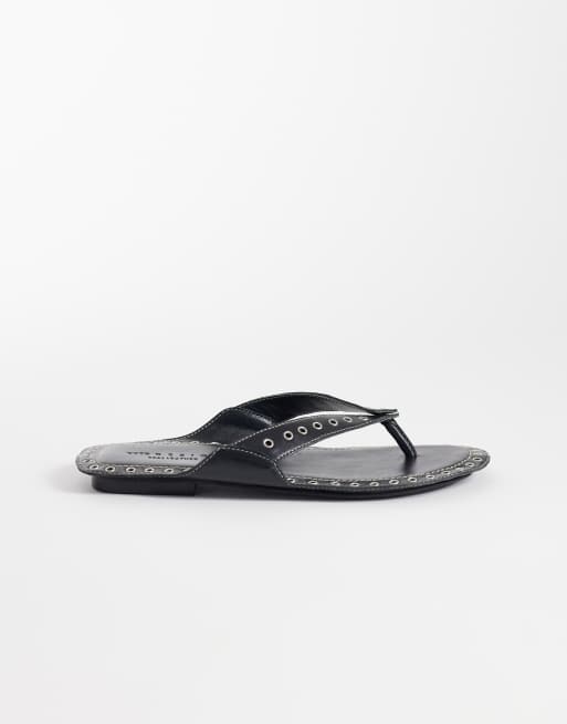 ASOS DESIGN - Fisher - Premium - Sorte sandaler med tårem og snøreringe, 2 af 4