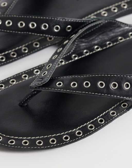 ASOS DESIGN - Fisher - Premium - Sorte sandaler med tårem og snøreringe, 3 af 4