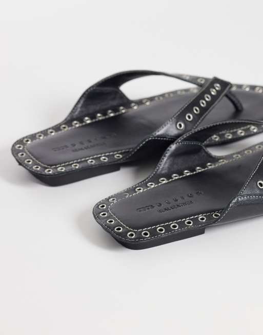 ASOS DESIGN - Fisher - Premium - Sorte sandaler med tårem og snøreringe, 4 af 4