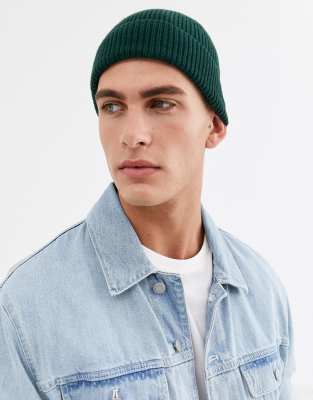 ASOS DESIGN fisherman beanie in bottle green