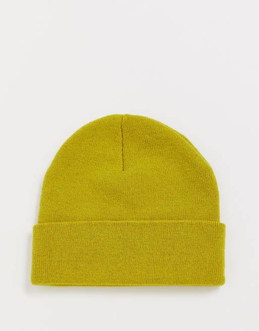ASOS DESIGN fisherman beanie in light olive, 2 of 4