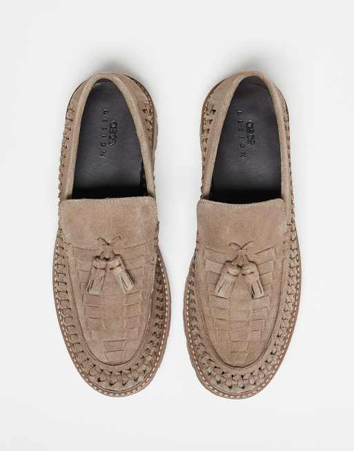 ASOS DESIGN fisherman loafers in beige suede