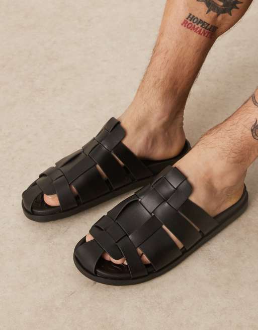 ASOS DESIGN fisherman mule sandals in black
