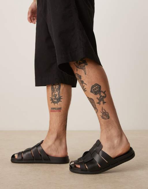 ASOS DESIGN fisherman mule sandals in black