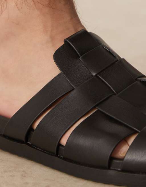ASOS DESIGN fisherman mule sandals in black