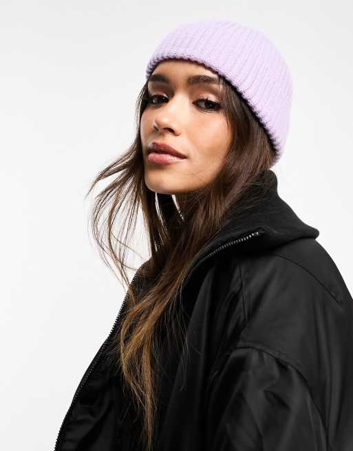 River Island fishman beanie hat in purple