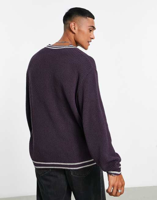 Blue Cables Knit Sweater for Man Oversized Man Pullover -  Norway