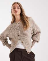 AFRM cropped faux fur jacket in brown stripe