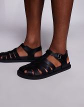 ASOS DESIGN crossover strap sandals in tan leather