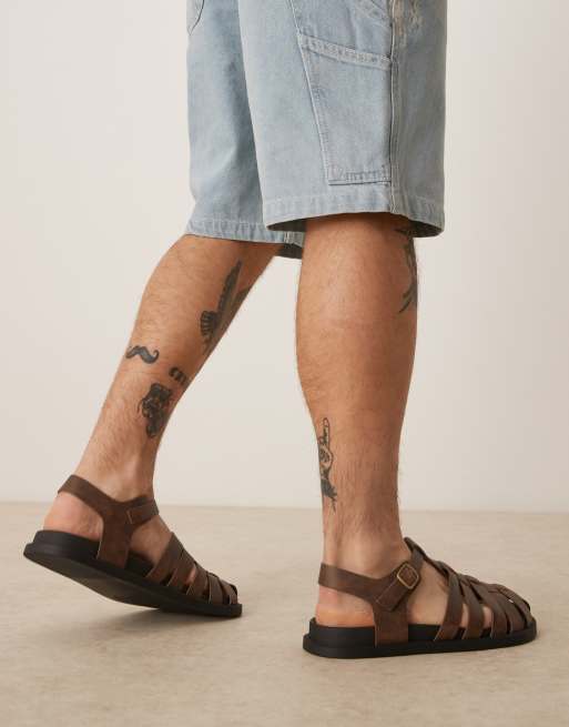 ASOS DESIGN fisherman sandals in brown