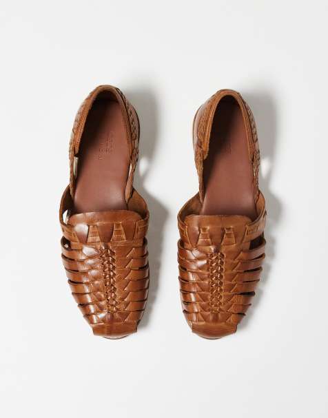 ASOS DESIGN fisherman sandals in tan leather - view 1