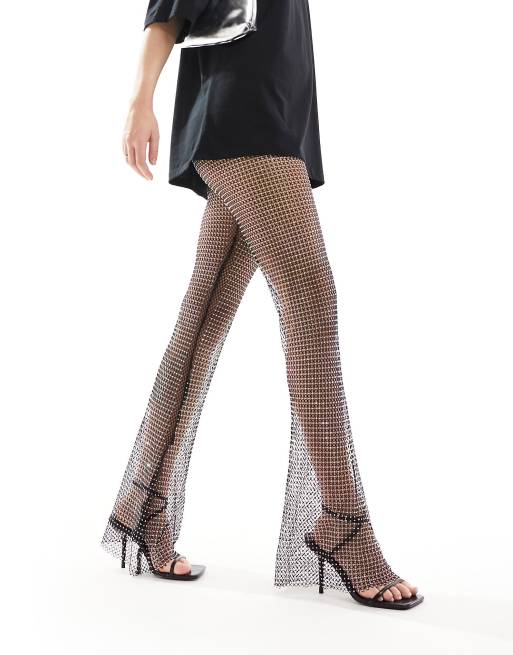 Black Fishnet Flare Pants