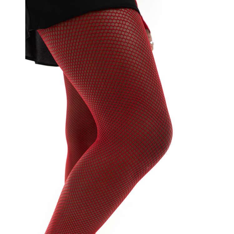 ASOS DESIGN fishnet tights in red ASOS