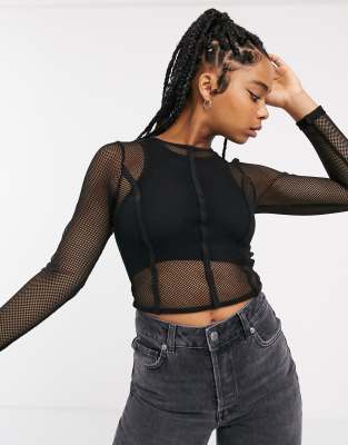 black fishnet top