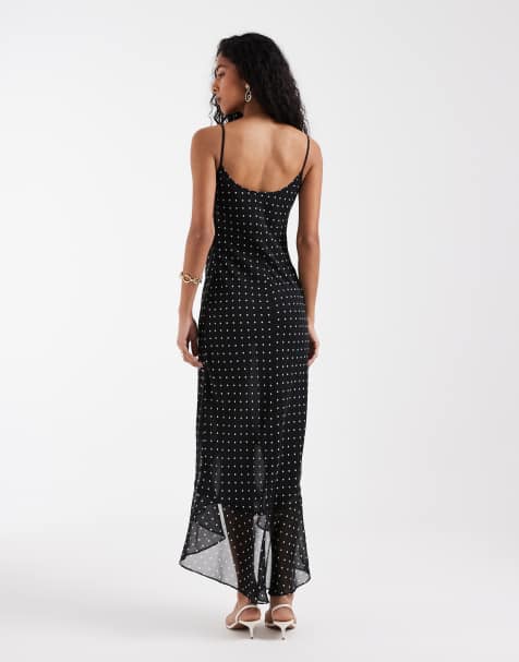 ASOS DESIGN fishtail maxi dress in polka dot