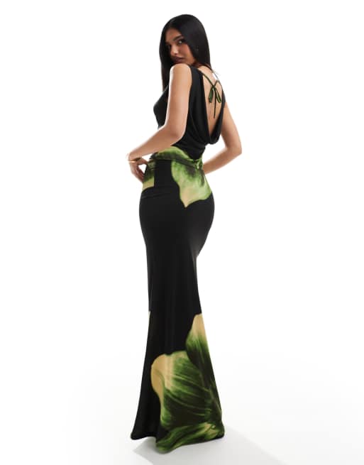 ASOS DESIGN fishtail maxi skirt in large scale floral (part of a set), 5 of 5