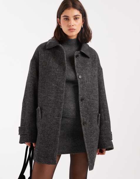 ASOS DESIGN – Fiskbensmönstrad, strukturerad jacka i ylleblandning med krage, del av kostym - view 1